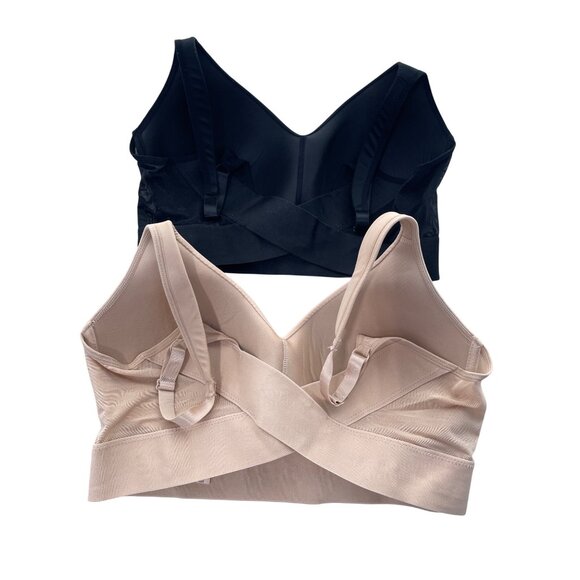 Rhonda Shear 2 Pack Molded Cup Bra with Wrap Back Size Large Black Beige 659.6 - Picture 3 of 10